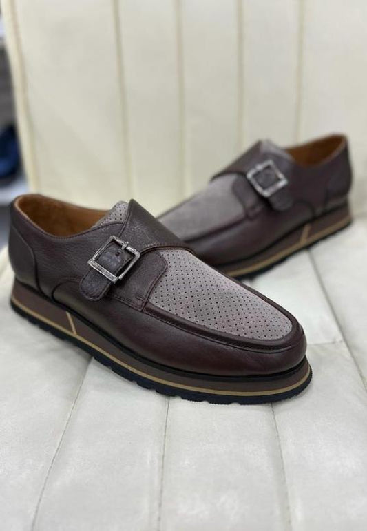 Metal buckle soft-soled soft leather leisure shoes in autumn