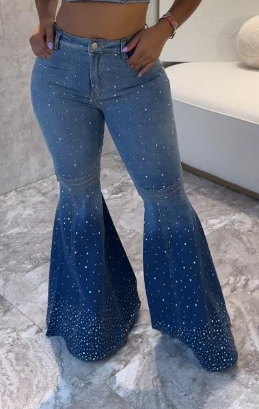 Full Of Stars Rhinestone Denim Pants