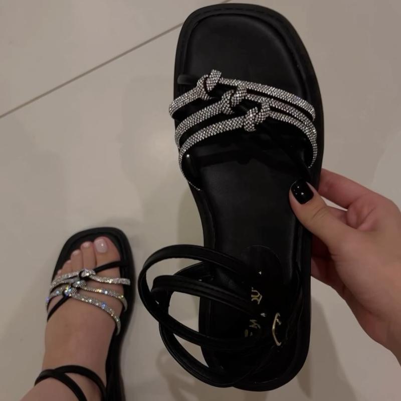 Rhinestone Platform Strappy Sandals