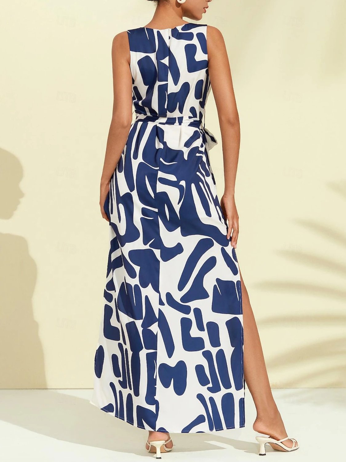 Botanical Print Sleeveless Casual Dress Maxi Dress