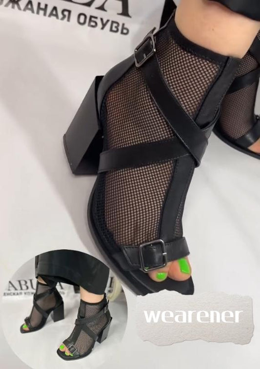 High heel of black mesh middle tube