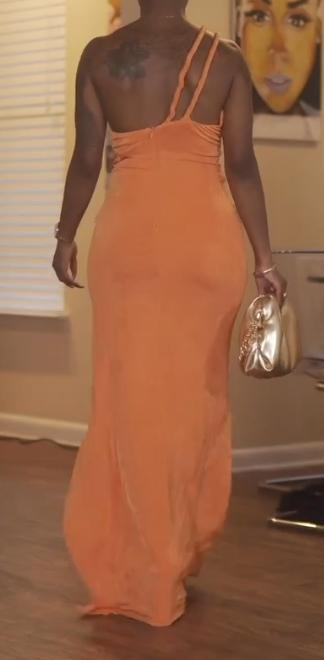 Orange one-sided casual dress