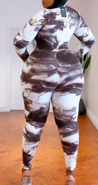 Color ink tie-dye printed jumpsuit