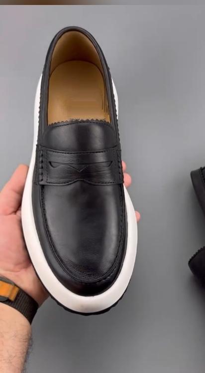 Casual leather heighten slip-on shoes