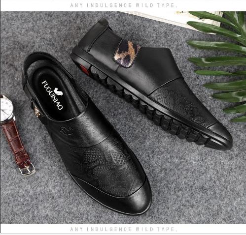 Pilot casual printed leather shoes