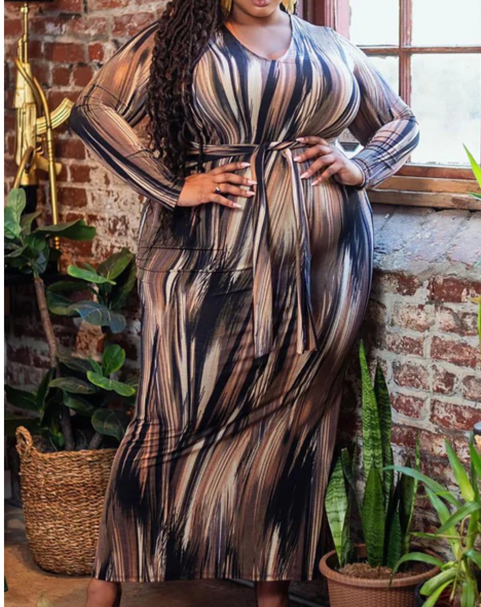 Brown PRINT Maxi Dress