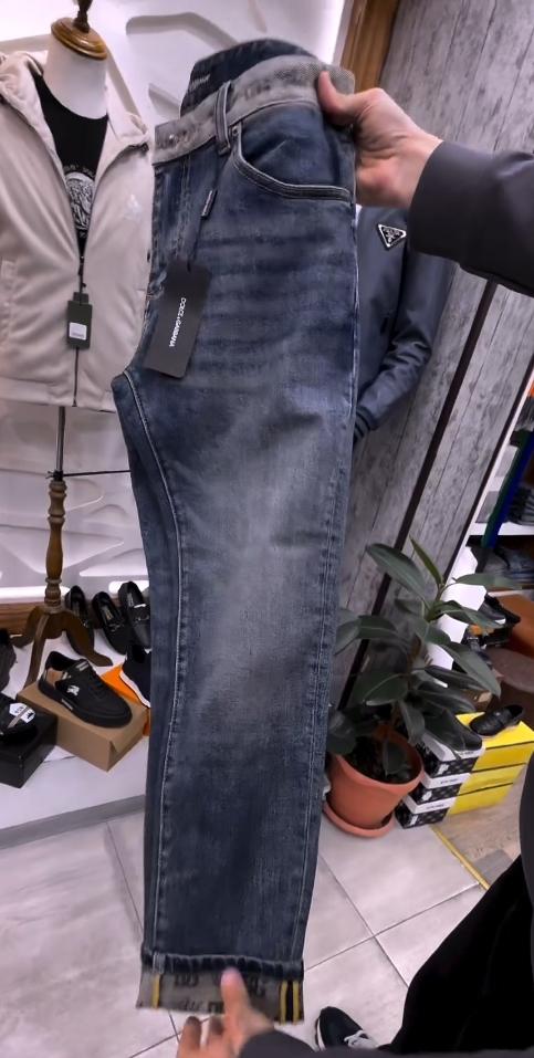 Versatile printed Korean style men's jeans