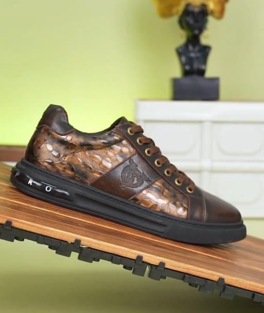 Brown leather comfortable casual shoes