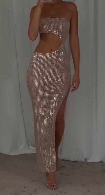 Shiny tube top strapless dress