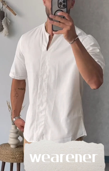 Loose small v-neck short-sleeved t-shirt